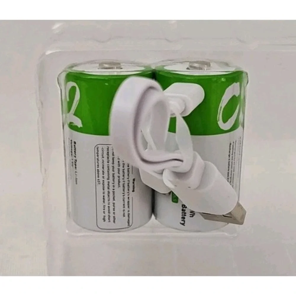Rechargeable C Batteries, 2-Count (Pack of 2)‎ With cord NEW!